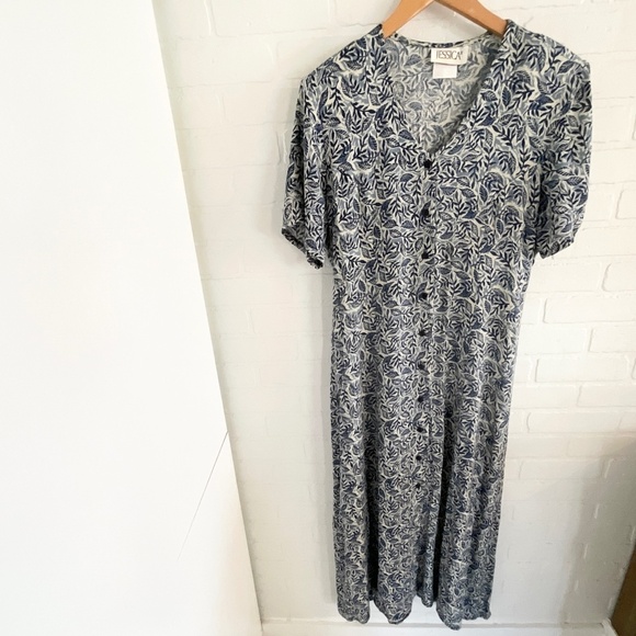 Vintage Blue and White Maxi Dress - Picture 2 of 14